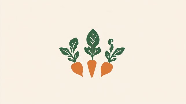 Simple graphic design featuring three carrots with leaves
