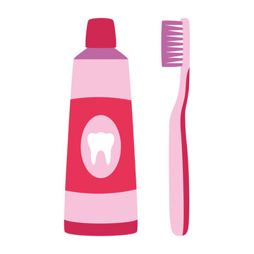 vector illustration of toothpaste and toothbrush isolated
