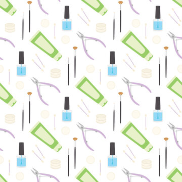 seamless pattern of manicure tools