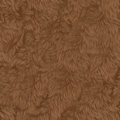 A high-quality seamless texture of brown animal fur. This realistic vector illustration features soft, fluffy hair patterns, perfect for textile design, 3D mapping, and cozy background projects. © Bediha Duru Öksüz