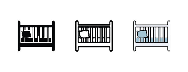 Obraz premium baby beds with pillows simple line and solid color illustrations for design use