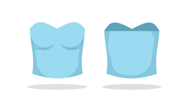 Light Blue Strapless Tube Top and Bodice Set Front and Back View for Fashion Templates and Casual Clothing Illustration