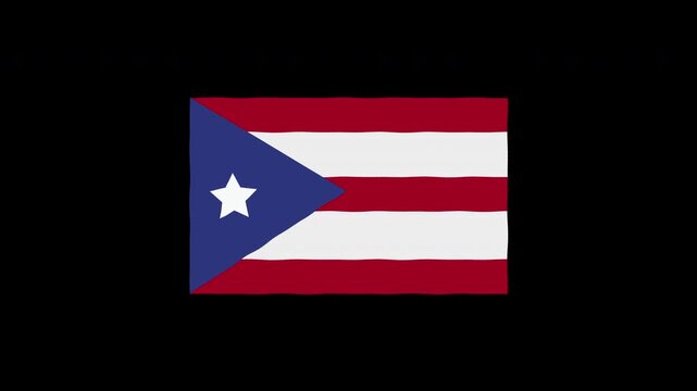Waving Puerto Rico Flag Animation Loop for Motion Graphics and UI Design