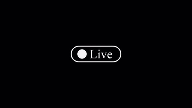 Live streaming sign icon animation, online camera recording overlay animation, live button animation video with transparent background, live streaming and broadcasting with alpha channel.