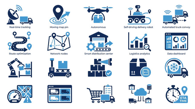 Industrial Technology Business Icons Set.