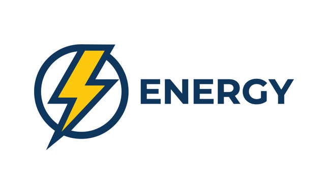 Electric lightning bolt logo with energy text.