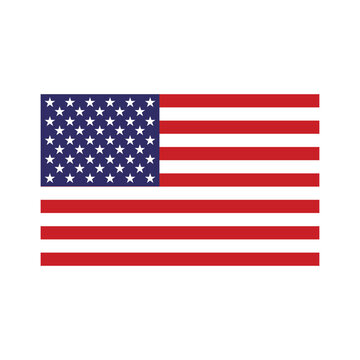 American flag on white background. USA flag Flat vector illustration. Basic American flag clipart