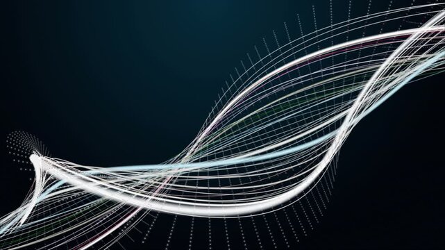 Fantastic video animation with stripe wave object in slow motion, 4096x2304 loop 4K