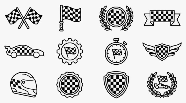 Elegant Collection of Classic Racing and Motorsport Emblems Symbols and Iconography for Enthusiasts
