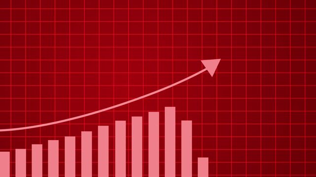 Minimal growth chart with rising bars and an upward arrow animation