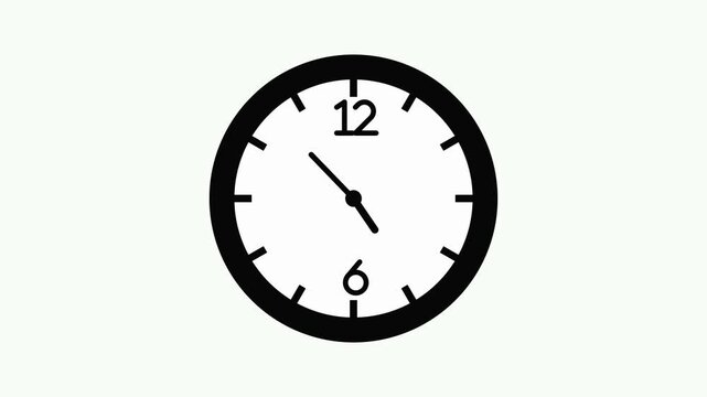 Simple analog clock with frame and hands showing time on a clean dark design animation