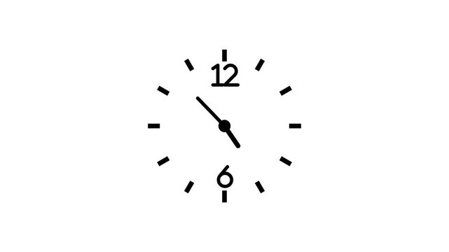 Minimal analog clock face time with clean simple design and copy space animation