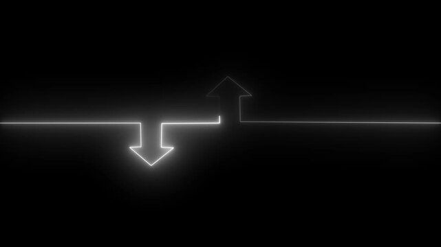 Neon line icon and up down arrow animation. abstract glowing dynamic neon arrow icon. business up and down arrow isolated on transparent background.4k video.