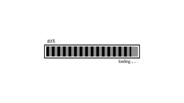 Waiting loading progress bar showing percent and the word loading animation