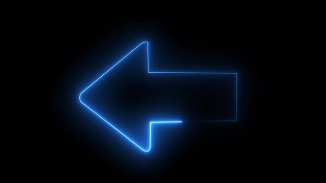 Neon light arrow sign pointing left on black background. neon arrow left pointing solid arrow icon shiny sign animation. Glowing directional left arrow neon sign See Less. 4k video.