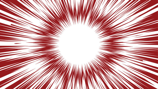 Red radial sunburst background with white center; dynamic burst graphic for comics, ads, posters, and digital design. Abstract vector background