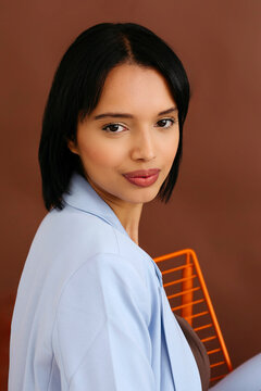 Woman with bob haircut looking confident