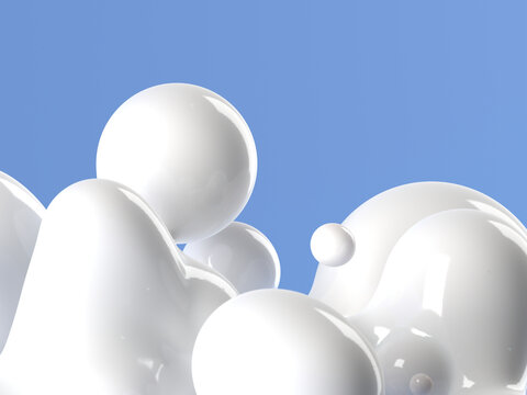 Bright Blue Background With White Bubble Shapes Floating Gently