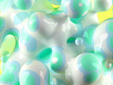 Colorful Abstract Design With Bubbles and Shapes in Bright Colors
