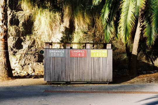 Recycling bins promoting eco-friendly practices