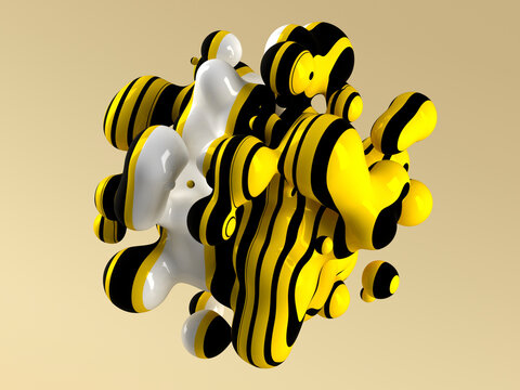 Colorful Abstract Shapes in Yellow, Black, and White