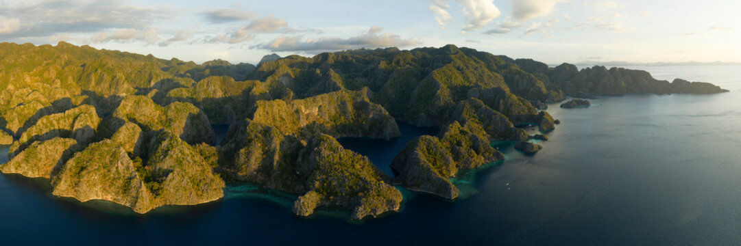 Coron Island Dramatic Coastline Aerial Palawan Philippines
