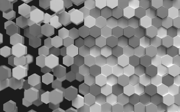 Abstract 3D White and Gray Hexagonal Background