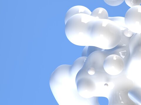 Bright Blue Background With White Bubble Shapes Floating Gently