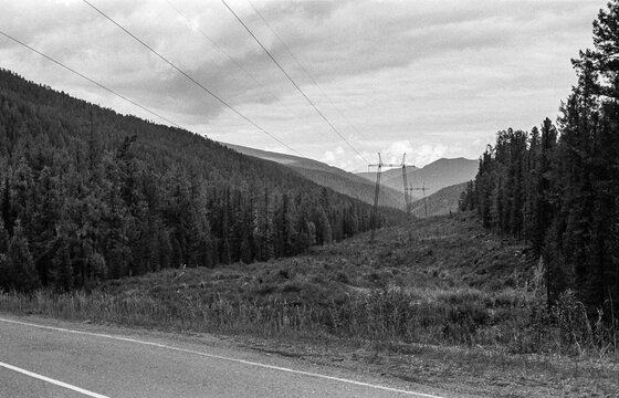 Power Lines Over Taiga