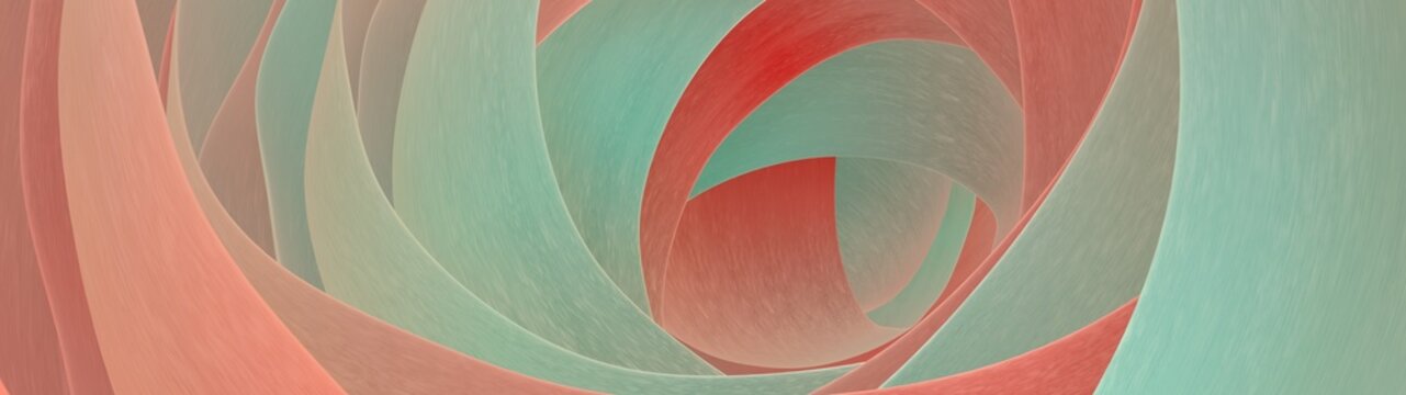 Red and green layers in a futuristic composition.