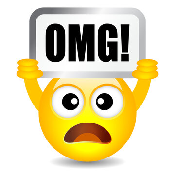 Shocked emoji holding OMG sign