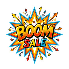 Vibrant comic style boom sale sign with explosive graphics © Freelancer  
