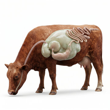 Anatomical diagram of the bovine digestive system