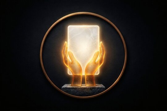 Dramatic close‑up of hands pushing past a cracked stone slab into luminous light, representing rebirth, deliverance, and miraculous restoration for inspirational posters and ministry branding.