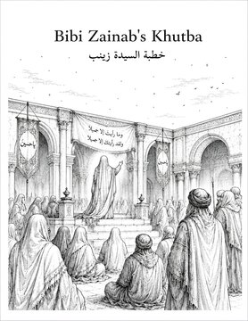 Bibi Zainab Khutba Muharram Islamic History Illustration