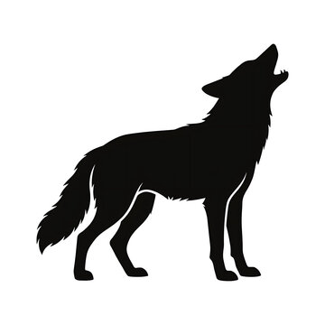 howling wolf silhouette illustration on white background
