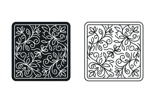 Elegant floral pattern design in black and white for decorative purposes