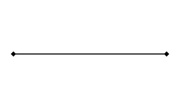 Horizontal black line with diamond end caps on white background is professional divider element for graphic design projects web interface layouts document formatting and minimal decorative borders.