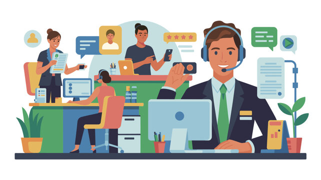 Customer Service and Support Team Illustration