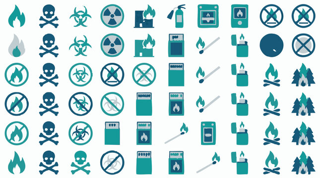 Fire and Hazard Safety Warning Icons Set