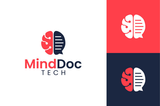 combination brain and document logo simple