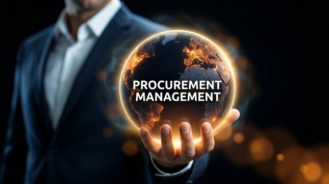 Global Procurement Management: Strategic Digital Solutions for International Business Supply Chain Optimization and Corporate Growth Presentation Concept
