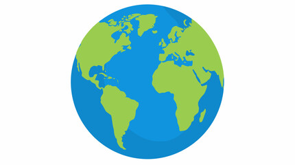 Obraz premium A simple illustration of the Earth with blue oceans and green continents on a white background