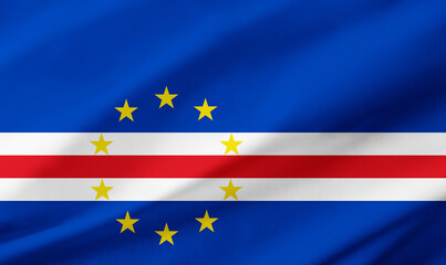Naklejka na ściany i meble Cape Verde flag background with waving fabric texture