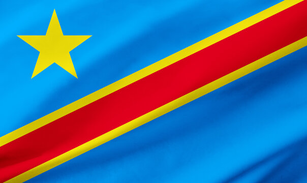 Democratic Republic of the Congo flag with waving fabric texture