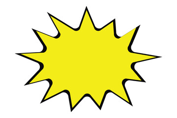 Yellow comic book explosion star shape speech bubble Vector © game