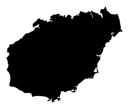 A contour map of Hainan. Chinese province-level division silhouette