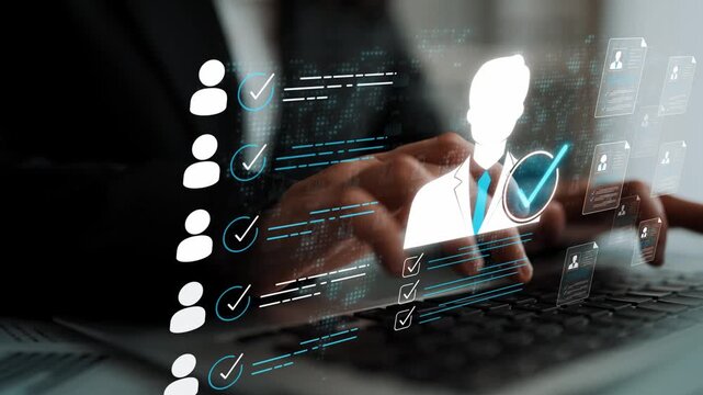 Digital Interface for Professional Verification with Abstract User Profiles and Checkmarks in Business Environment Sigmoid