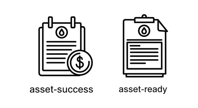 Financial and asset management documentation line icons with document clipboard management business financial accounting analysis corporate investment commerce professional