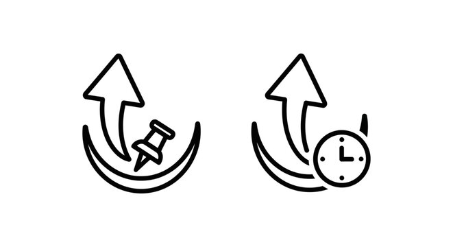 Pinning rollback and time based action icons with rollback management interface circular tracking business development strategy navigation technical operation scheduled deadline